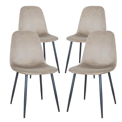 GARDENIA Becky Stoelen, Staal, Beige, 4, Eenheid
