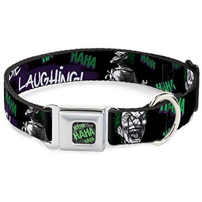 Buckle-Down JKK-Haha - Collare per Cani impilato a Colori Nero/Grigio/Verde, Grande