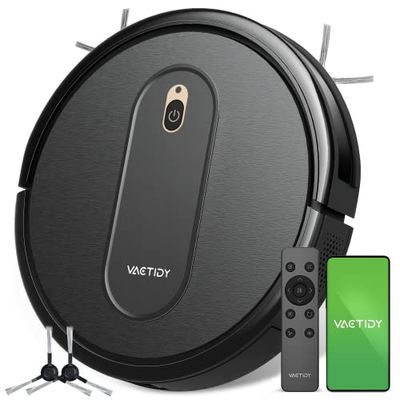 Vactidy Aspirateur Robot, Nimble T6 Robot Aspirateur Puissance d'Aspiration, Contrôle Intelligent avec App et Alexa, Idéal pour Les Poils d'animaux, Cheveux, Poussière, Tapis et Sols Durs