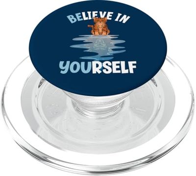 Believe In Yourself - Specchio con immagine di gatto e leone PopSockets PopGrip per MagSafe
