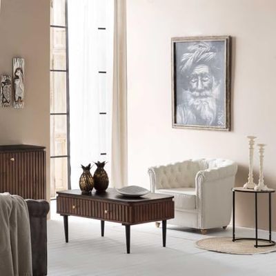 Mesa De Centro De Madera Artesanal Negro