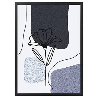 Arterby's® - Premium Poster Quadro Cornice Tela Canvas Dipinto Mood -Illustrazione Line Art e Foglie Minimal - Made in Italy - HD Poster con Cornice Semplice Nera 60x90 cm A0012 D006