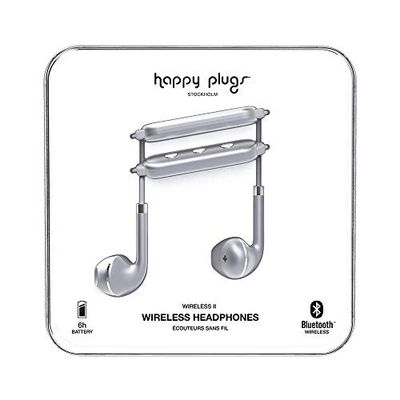 Happy Plugs | Trådlösa II-hörlurar | Trådlös Bluetooth med inbyggd fjärrkontroll och mikrofon | Rymdgrå, 7625