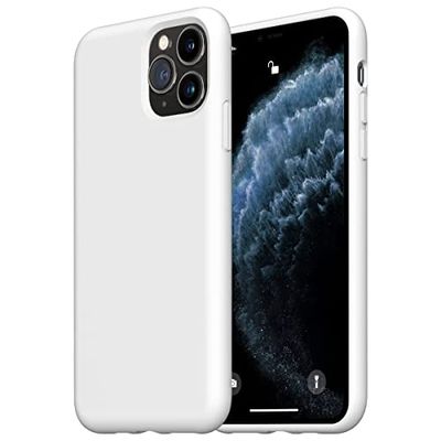 hoesjes voor iPhone 11 Pro Max, vloeibare siliconen hoes, compatibel met iPhone 11 Pro Max 6,5 inch, volledige cover van microvezel, wit