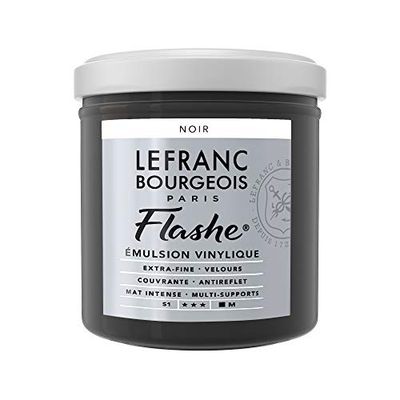 Lefranc Bourgeois Flashe acrílico, pintura de vinil, preto, tubo de 125 ml - vinylfarbe, 125