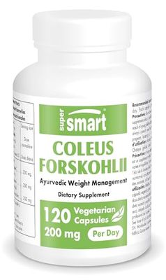 Supersmart - Coleus Forskohlii 200 mg Per Serving - Natural Supplement Help Control Appetite & Reduce Intraocular Pressure | Non-GMO & Gluten Free - 120 Vegetarian Capsules