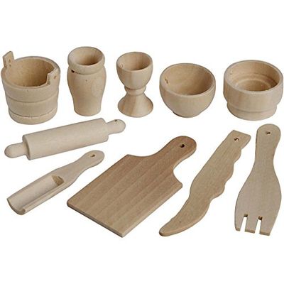 Utensili da cucina, L: 40-60 mm, betulla, 50asstd