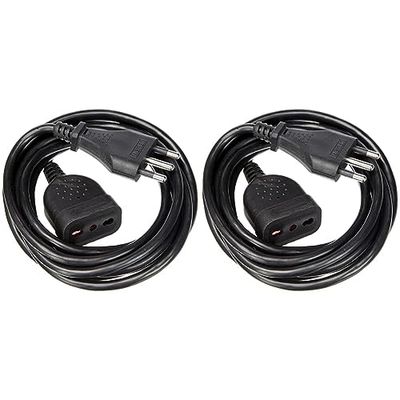 Electraline 46121 Prolunga 3 mt Spina e Presa bivalente 10/16A, Nero-Sezione Cavo 3G1 mm (Confezione da 2)