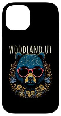 Woodland Utah USA Bear Wearing Sunglasses and Flowers Design Case for iPhone 14