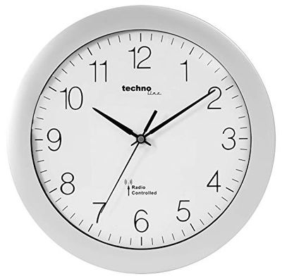 Technoline, WT 8 radiografisch bestuurbare wandklok, Ø 3cm, zilver, WT 8 titanium
