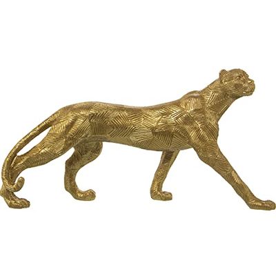 FIGURA RESINA GUEPARDO DORADO 36X9X18CM