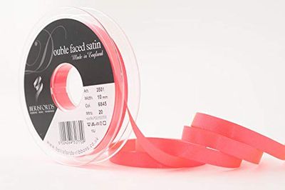 Berisfords Ruban de Satin Double-Face en Polyester 10 mm, Rose Fluo