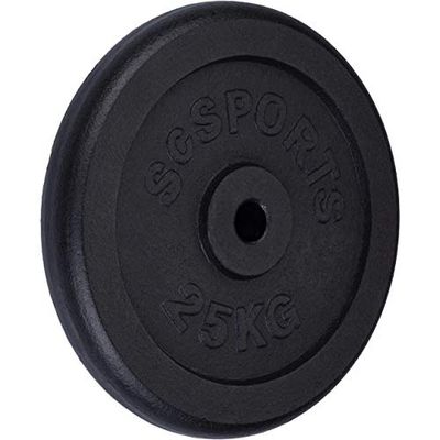 ScSPORTS® Dischi Pesi - in Ghisa, Set da 40kg a 120 kg, Singolo da 20/25/30 kg, Foro 30/31mm, Nero - Piastre Peso per Palestra, Bilanciere, Manubri, Allenamento a Casa, Fitness