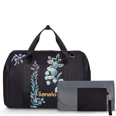 Lionelo Ida - Bolsa para cochecito de bebé, 2 bolsillos térmicos internos para biberones, bolsa para toallitas húmedas, cambiador, bolsa de cosméticos, correa de fijación al cochecito, Golden Moments,