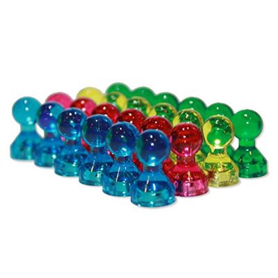 Bullseye Office - Assorted Acrylic Push Pin Magnets - Perfect as Refrigerator, Whiteboard, Office Magnets (24 Pack)