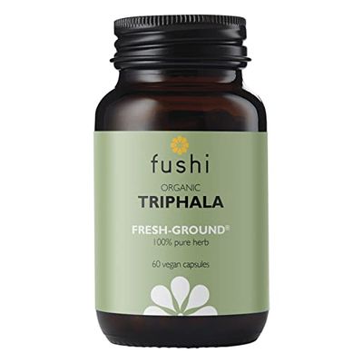 Fushi Organic Triphala Capsules, 60 Caps | Fresh-Ground Whole Food | Body Tonic, Cleansing & Detoxifying the system, Regulating Digestive System | Ayurvedic Medicine| Ethical & Vegan |Made in the UK