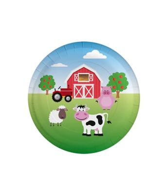 PD-Party: Paper Plates in a Farm Design, 8 Pieces - Tableware for Children's Birthdays - Loving Paper Plates with a Jungle Pattern - Paper Plates for Children's Birthdays - 22.6 x 22.6 cm