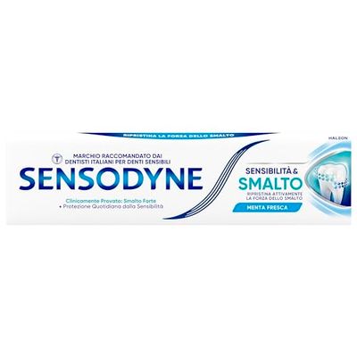 Sensodyne Dentifricio Sensibilità & Smalto per Denti sensibili Igiene Dentale Quotidiana Gusto menta, 75ml