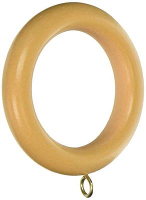 Merriway BH05956 (10 Pcs) Wooden Curtain Drapery Pole Rod Rings with Screw Eye, Inner Diameter 45 mm (1.3/4 Inch) Outer Diameter 64 mm (2.1/2 Inch), Light Brown - Pack of 10 Pieces