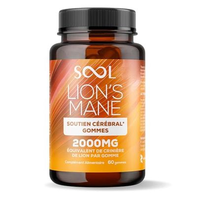 SOOL Lion's Mane Mushroom Gummies 2000mg, 60pcs I Lions Mane Supplement | High-Strength Nootropics Gummies for Adults | with Vitamin B and C I Enhanced Focus & Сoncentration