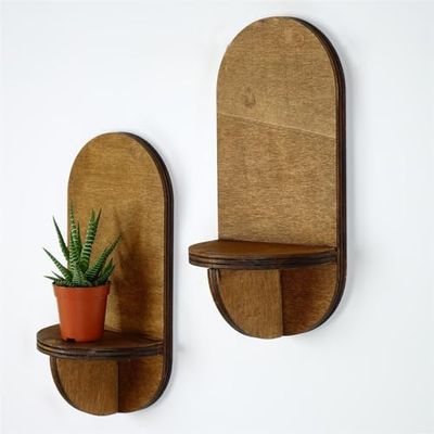 Elegancka półka ścienna z orzecha włoskiego (2 sztuki), 13 x 26 x 9 cm, 100% plywood, grubość 8 mm, stylowe rozwiązanie do nowoczesnej dekoracji domu