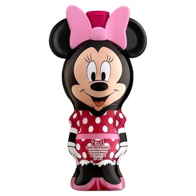 Disney Minnie Mouse 2-in-1 Shower Gel & Shampoo for Kids & Adults – Vegan, 90% Natural Ingredients, 3D, Paraben Free, Dermatologically Tested, Gentle Hair & Body Wash for children Ages 3+, 400ml