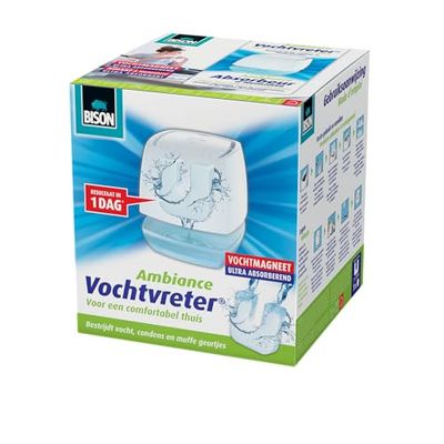 Bison Vochtvreter Ambiance, luchtontvochtiger, bestrijdt vocht en schimmel in woonruimtes, uniek luchtcirculatiesysteem, 450 g, wit, ook geschikt voor caravans en campers