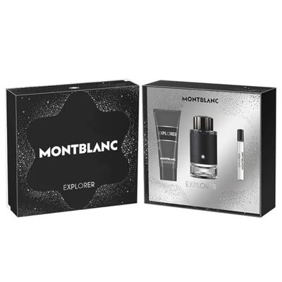 Montblanc Explorer, confezione regalo per uomo, profumo Eau de Parfum, 100 ml, fragranza da viaggio, 7,5 ml, gel doccia da 100 ml