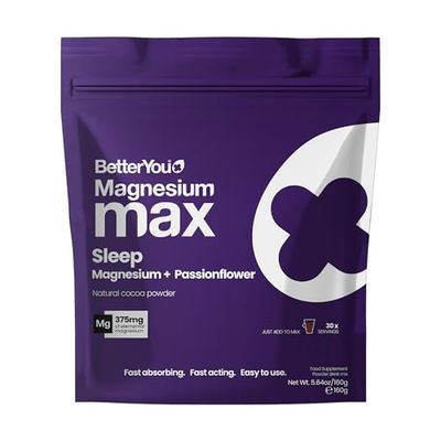 Magnesium Glycinate, Citrate and Malate Sleep Powder Supplement, 1941mg 3-in-1 Complex Magnesium delivering optimally bioavailable 375mg Elemental 200mg Passionflower, Hot Chocolate Powder | BetterYou