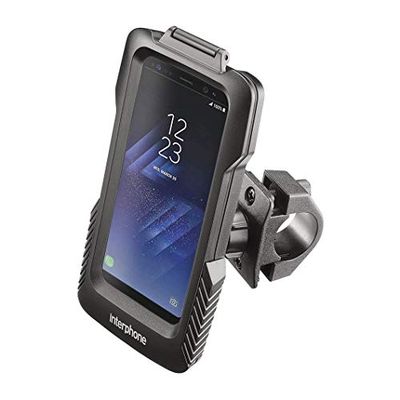 INTERPHONE SMGALAXYS8 - Supporto Moto Dedicato Samsung Galaxy S8 e S9 - Per Manubrio Tondo - Antivibrazione - Antipioggia e Polvere - Uso Telefono con i Guanti