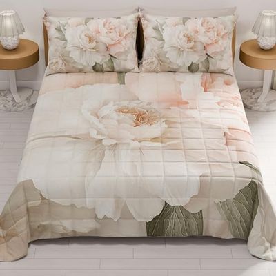 PETTI ARTIGIANI ITALIANI - Colcha Cama 170x260 cm Microfibra, Primavera Verano, Edredón Cubrecama Individual, Colchas Bouti Modernas, Floral 40, 100% Made in Italy
