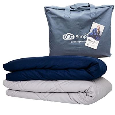 SC Simply Cosy Coperta di peso doppia 13 KG blu cotone 200x200 cm