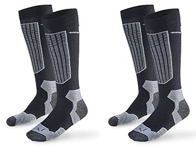 Black Crevice Merino skisokken voor dames en heren, merinosokken in verschillende kleuren en maten, ergonomische thermische sokken voor dames en heren, temperatuurregulerend en ademend, 2 paar, zwart/wit, 43-46 EU