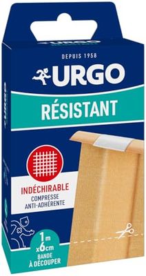 Urgo - Banda de corte resistente - Banda de tela - Compresa antiadherente - 1 m x 6 cm