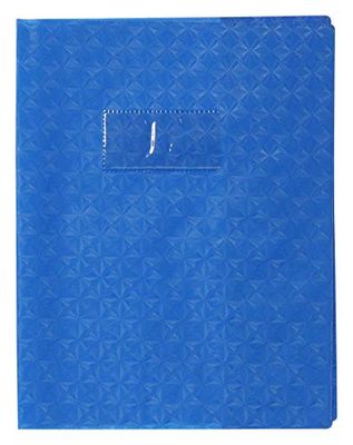 Calligraphe 72012C Un Protège-Cahier Grain Losange Bleu - 17x22 cm - 18/100ème avec Porte-Étiquette - PVC Opaque