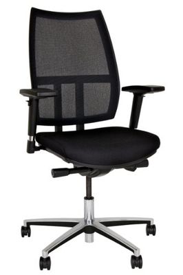 BISLEY Maxime Chaise de Bureau pivotante avec revêtement en Maille en Aluminium Poli, 733 Noir, 66 x 66 x 44 cm