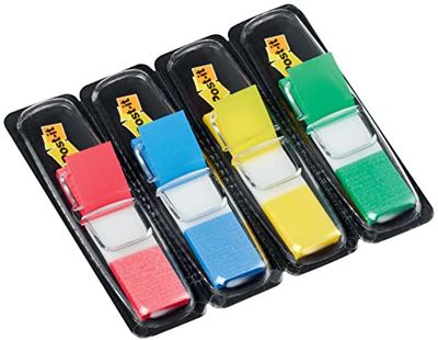 Post-it Index Small Flags, Confezione da 4 Dispensers, 35 Segnapagina, 11.9 mm x 43.2 mm, Colori assortiti, per Contrassegnare, Evidenziare o Codificare a Colori le Informazioni Importanti