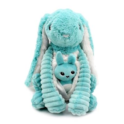 LES DÉGLINGOS Les PTIPOTOS by Pluche Maman Baby – zeer zacht – cadeau voor geboorte – Toudou konijn mama & baby, aquablauw, 24 cm