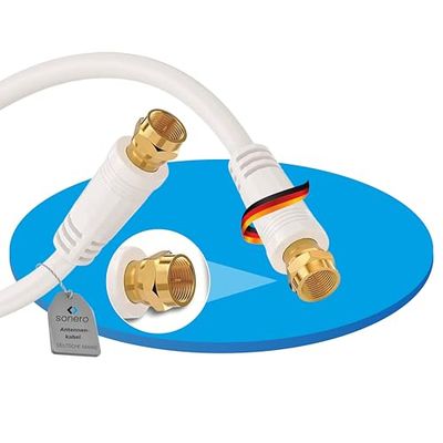 Sonero cavo antenna SAT cavo coassiale cavo satellitare TV 1,0m quadruplo schermato, per HDTV, ricevitore, internet, satellite, DAB, radio, bianco