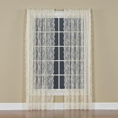 SKL Home Cortina Petite Fleur, Color Marfil, Poliéster, Crema, 56 Inches x 84 Inches