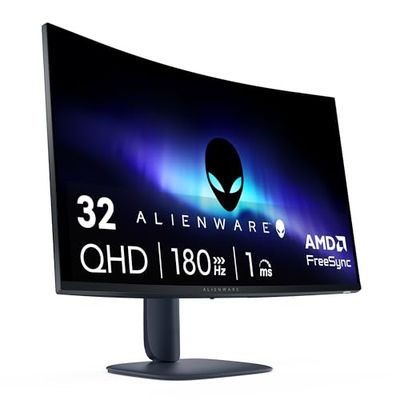 Alienware 32 Écran PC Gaming - AW3225DM, QHD (2560x1440), 1500R Incurvé, 180Hz, VA, 1ms, AMD FreeSync, VESA AdaptiveSync, 95% DCI-P3, HDR400, DisplayPort, 2 HDMI, 3 USB, Garantie 3 Ans