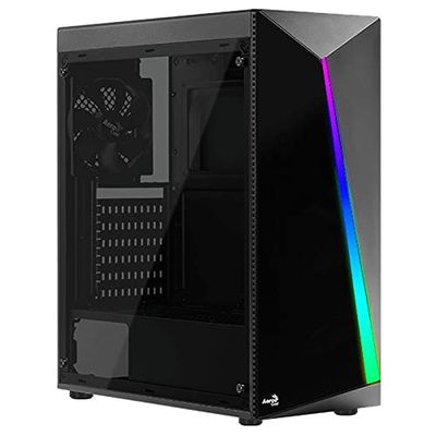 Torre Medium Tour ATX Aerocool Shard Tempered Glass RGB con Panel de Cristal, Color Negro