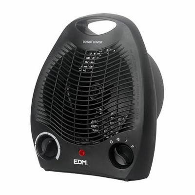 Calefactor vertical de suelo, 1000-2000W, color negro, ideal para calentar espacios y mejorar la comodidad en interiores.