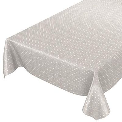 ANRO - Toalha de mesa de bolinhas bege 160 x 140 cm, borda de corte