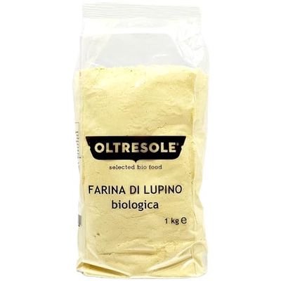 Oltresole - Farine de lupin biologique 1 kg - Farine de légumineuse biologique, riche en protéines, pauvre en glucides, riche en fibres, parfaite pour les sucreries et les plats salés, végétalienne