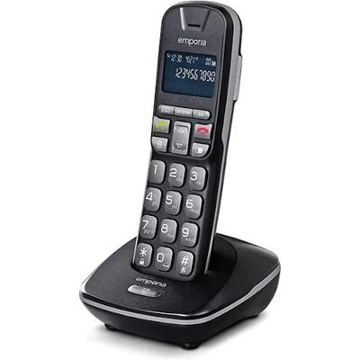 Emporia TALKHOME DECT TH-21 Cordless Phone with Big Buttons, Large Display and Amplified Sound - Black/Silver (Official UK & Ireland Version)