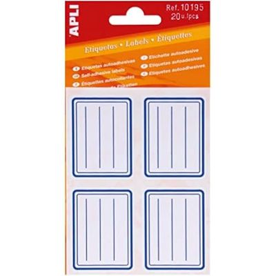 APLI 10195 - Schoollabels gestreept blauw frame 20 u.