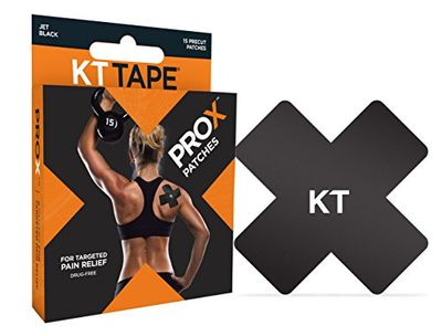 KT Tape ProX 15 Patch Pre-Cut Synthetische Kinesiologie Tape, Jet Black