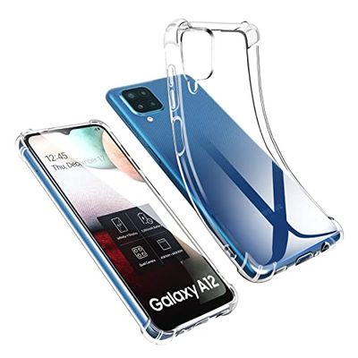 AURSTORE Coque pour Samsung Galaxy A12, pour Samsung Galaxy M12, Housse Etui Samsung A12 en Transparent Silicone TPU Souple [Bumper avec Coins Renforcé], Protection Antichoc Claire