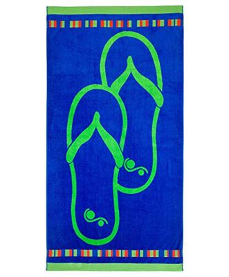 Gözze Strandhanddoek, 100% katoen, 90 x 180 cm, flip-flop design, blauw/groen, 10021-82-90180